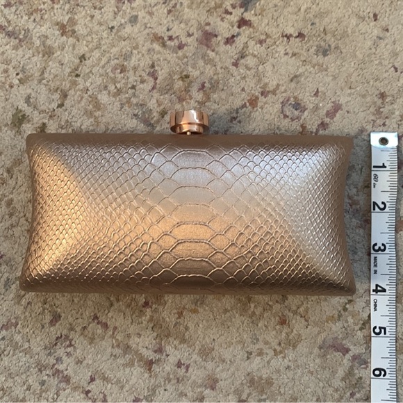 Vince Camuto Rose Gold Faux Snakeskin Clutch - Picture 8 of 8